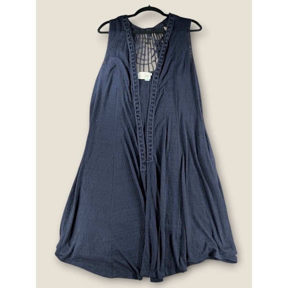 Saturday‎ Sunday Anthropologie Navy Blue Macrame Back Crinkle Knit Dress Medium